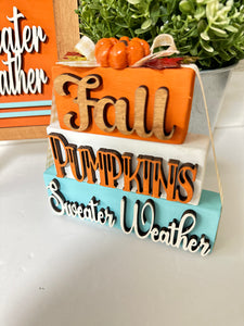 Block Stacker Fall Tiered Tray Shelf Decor