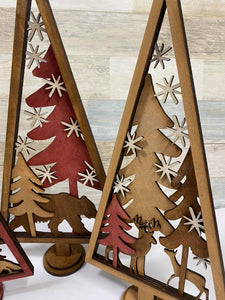3D Wooden Christmas Trees