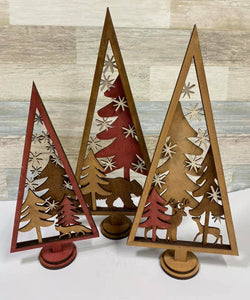 3D Wooden Christmas Trees