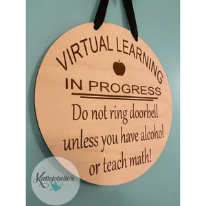 VIRTUAL LEARNING Round Sign--Door/Wall Hanger