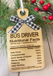 Nutritional Fact Cutting Board Holiday Ornament