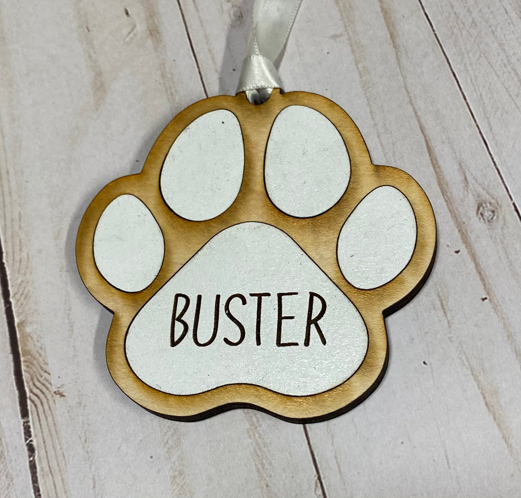 Holiday Paw Print Personalized Ornament