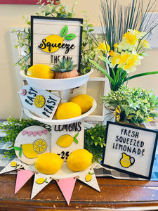 DIY Lemonade Sign Tiered Tray Set Unfinished