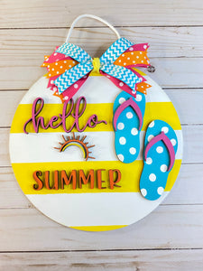 Hello Summer Flip Flops Door Hanger
