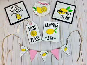 DIY Lemonade Sign Tiered Tray Set Unfinished