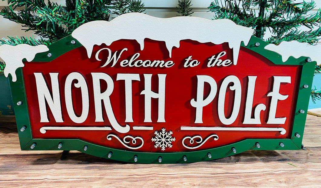 North Pole Light Up Sign