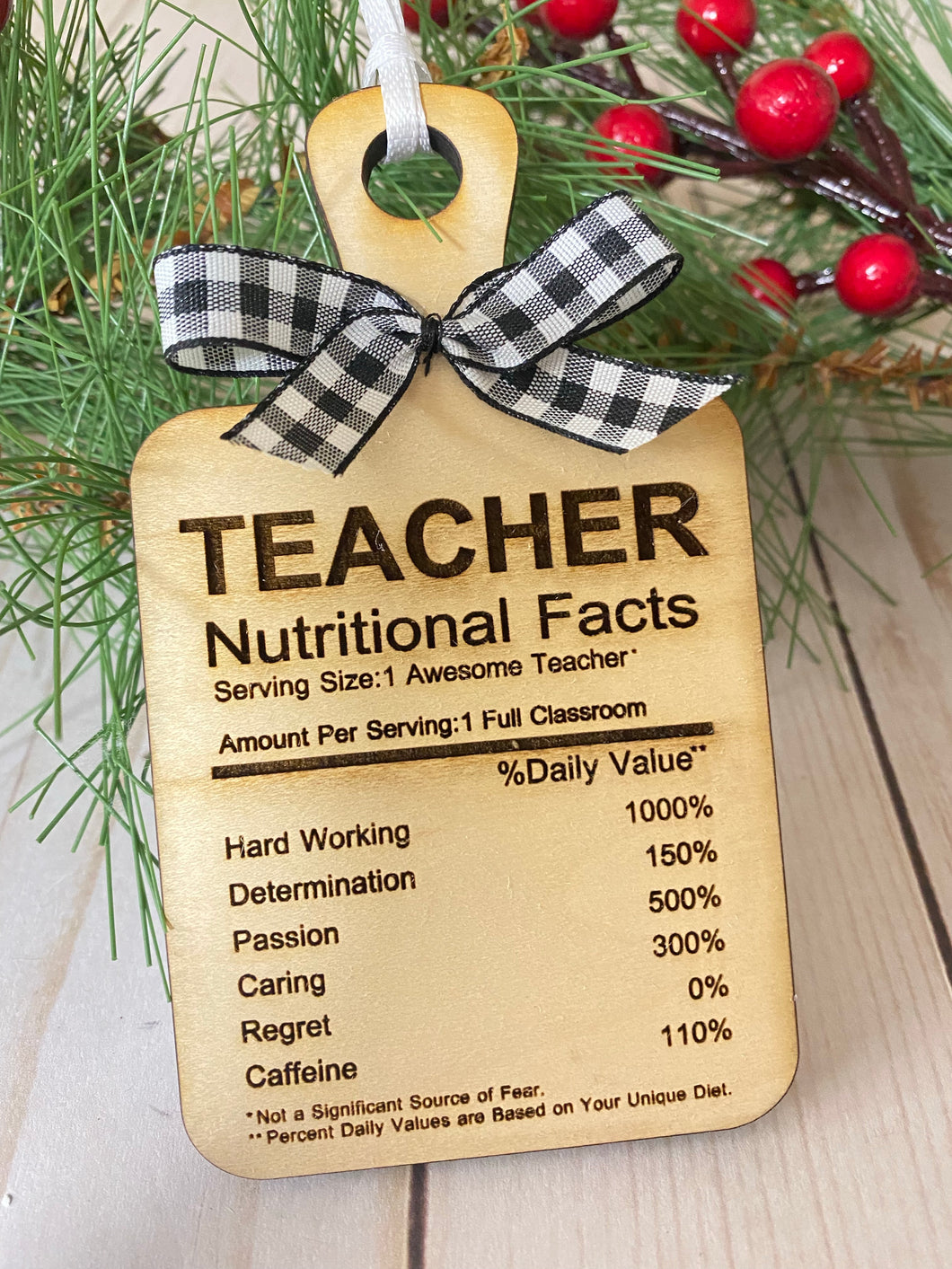 Nutritional Fact Cutting Board Holiday Ornament