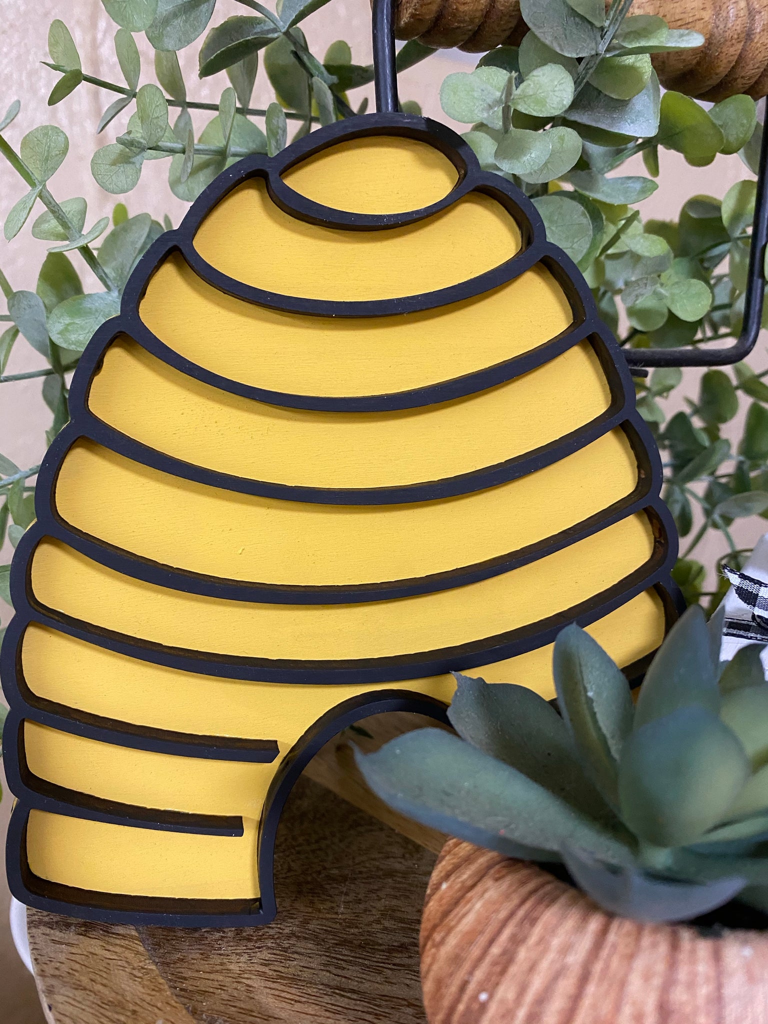 Black White & Yellow Honeybee /bumble Bee Tiered Tray Set 