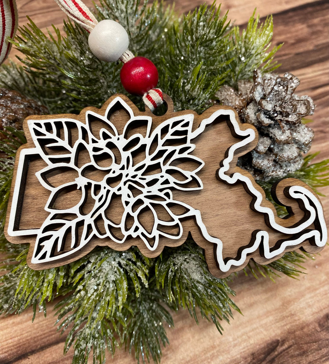 Massachusetts State Ornament Mayflower