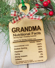 Load image into Gallery viewer, Nutritional Fact Cutting Board Holiday Ornament
